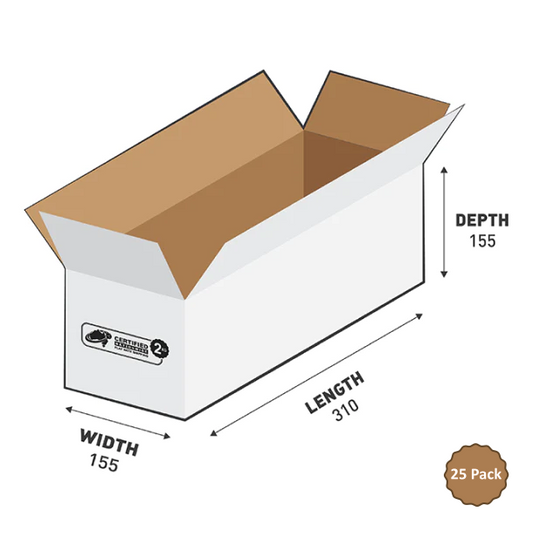 White Rectangular Box 310x155x155mm 7.45L (25 Boxes) 2B-745W