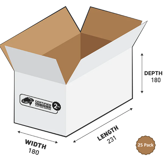 White Rectangular Box 231x180x180mm 7.48L (25 Boxes) 2B-748W