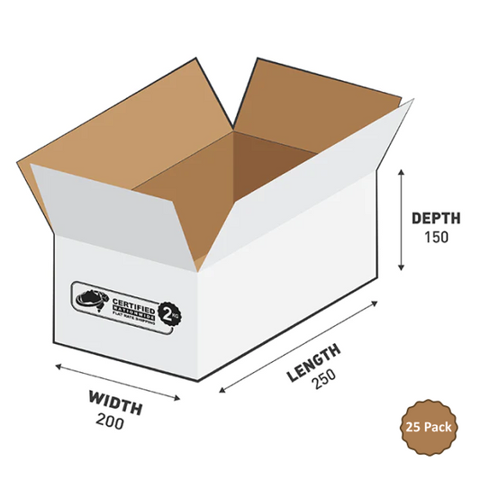 White Rectangular Box 250x200x150mm 7.50L (25 Boxes) 2B-750W