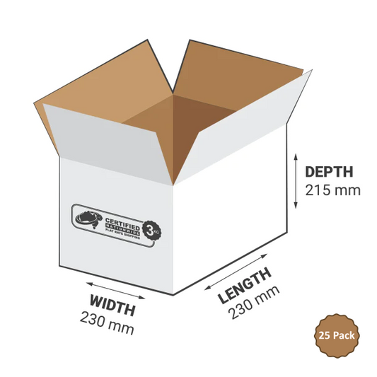 White Square Box 230x230x215mm 11.4L (25 Boxes) 3B-114W