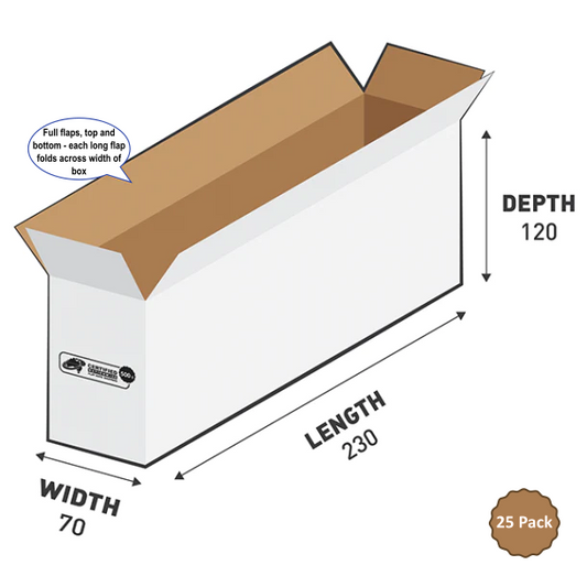 White Rectangular Packing Box 230x70x120mm 1.93L (25 Boxes) 500B-193W