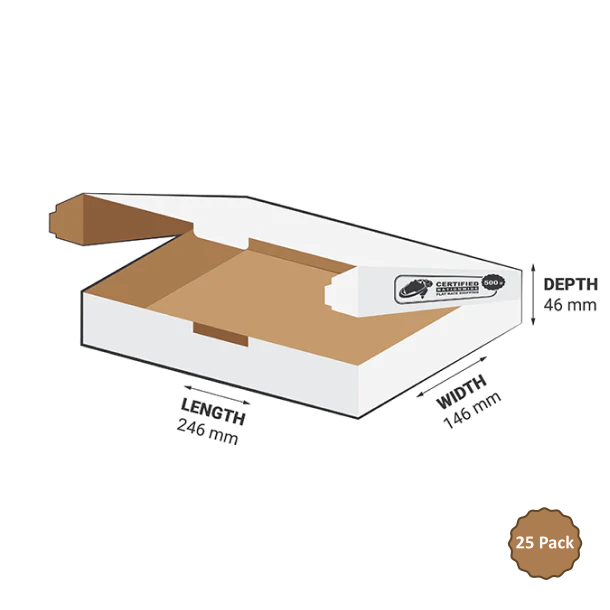 White Die-Cut Tamper Evident Mailing Box 246x146x46mm 1.65L (25 Boxes) 500B-T165W